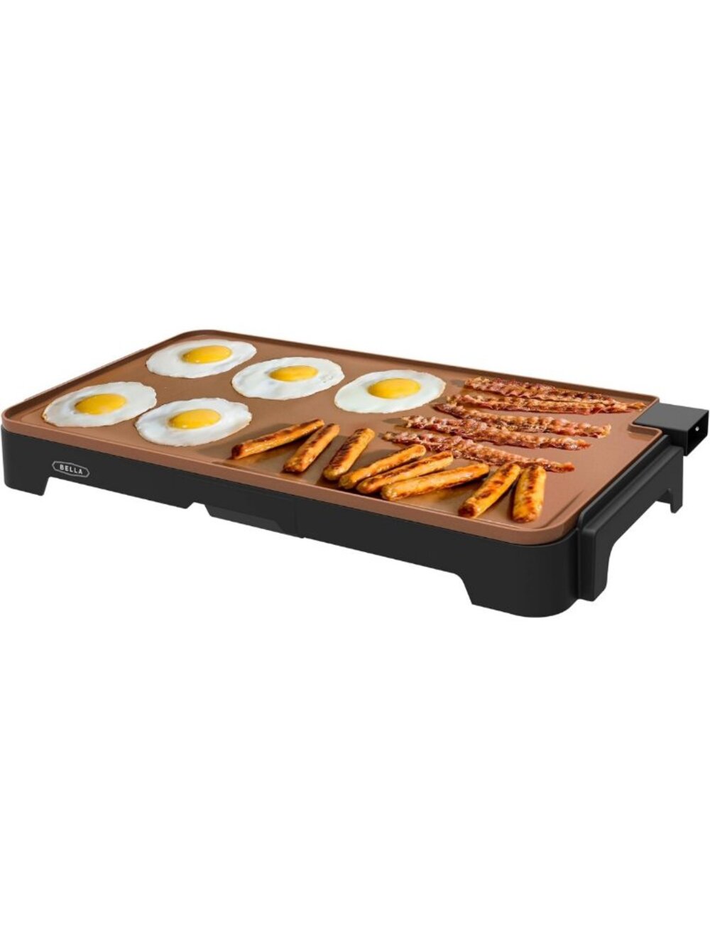XL 12x22 Electric Ceramic Griddle - Non-Toxic, Titanium Coated, Copper/Black